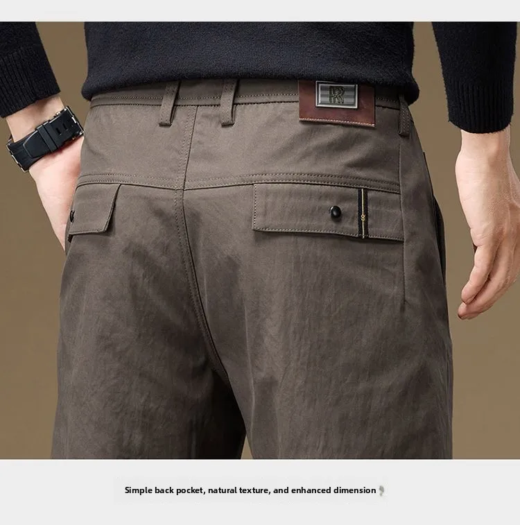 Herren Business-Hose, Gerade Passform, Baumwolle, Lässige Hose, Modische Herrenhose mit Elastischem Bund, Dehnbar, für Frühling und Herbst, Vielseitige Arbeitshose – Detail 23