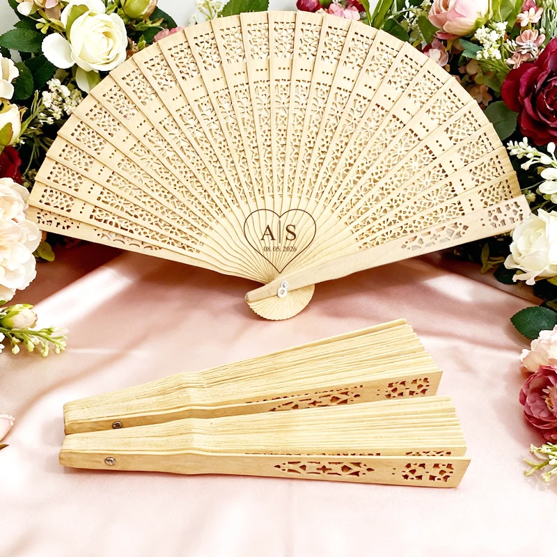 

10PCS Personalized Wedding Fan - Wooden Hand Fan Folding Hand Fan, Custom Wedding Fans with Gifts for Guests - Include Fan Bag