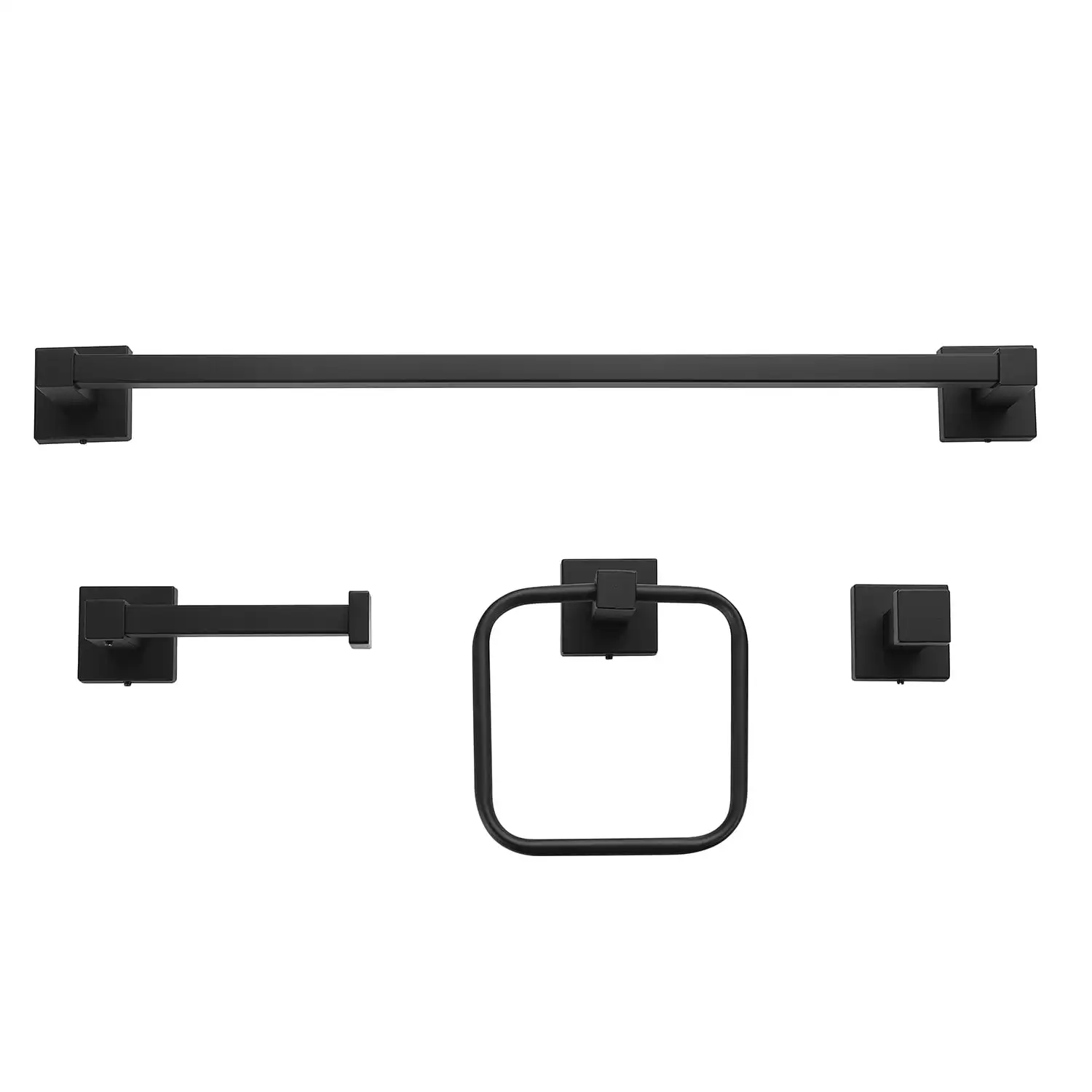 

Dakota 4-Piece Matte Black Bathroom Hardware Accessory Kit,with A Clean,simple,updated Modern Contemporary Design Best Quality