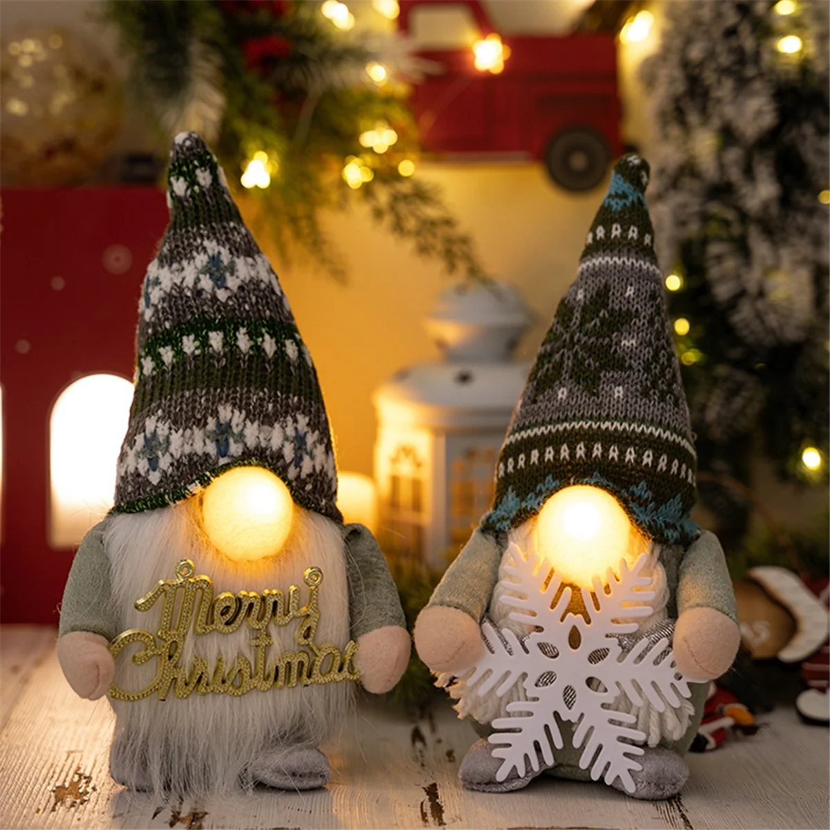 Gnome Doll LED Christmas Decor with LED Nose Light Rudolph Christmas Decor for Home Xmas New Year Gifts-Men's