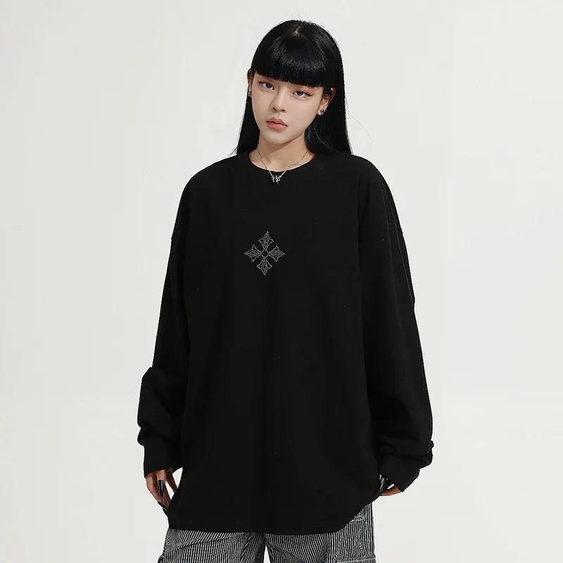 

Laid-ba Early Autumn Lightweight Soft Breathable iny Diamond Cross Long Sve T-irt ex Base Layer irt Faion Ur...