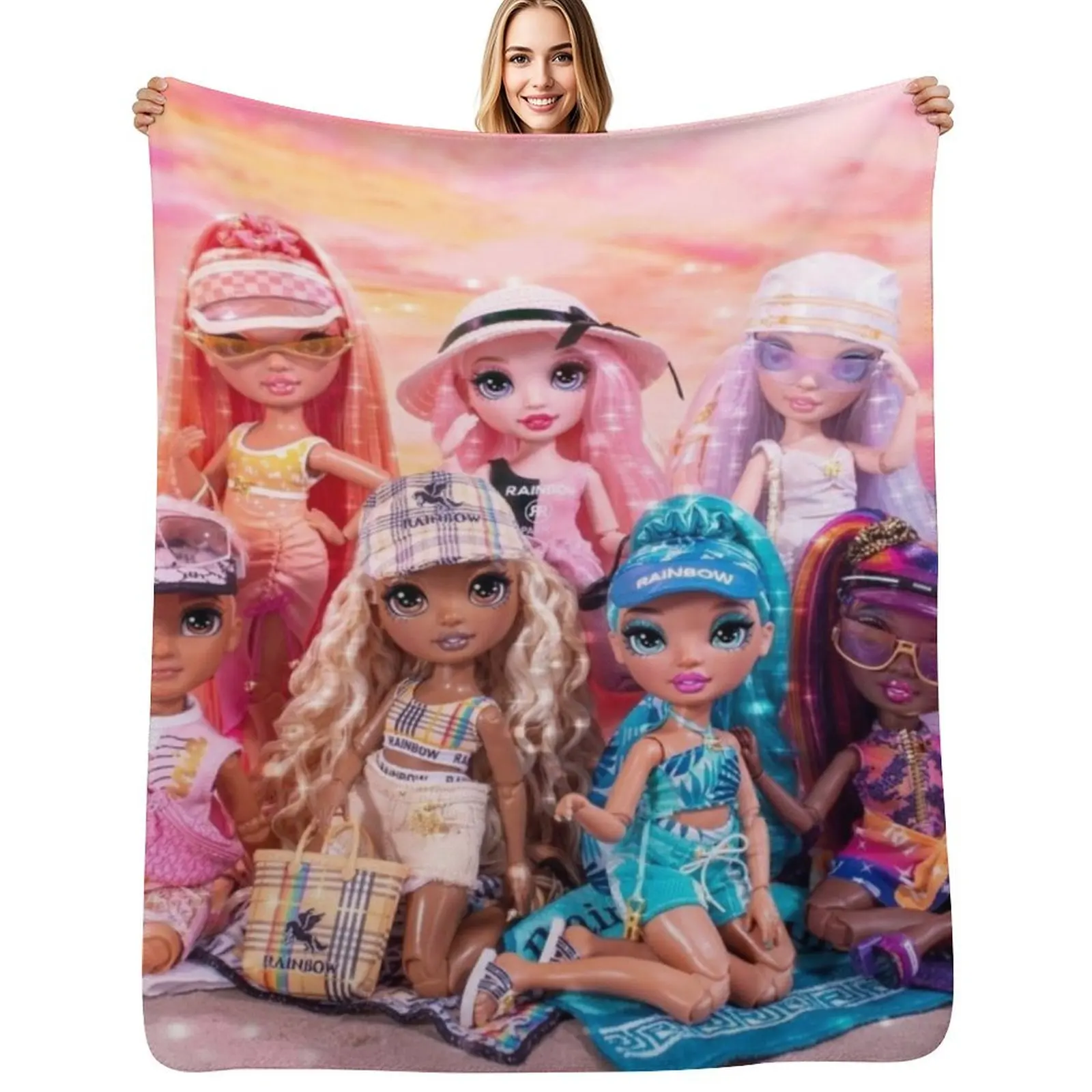 Rainbow High Pacific Coast group artwork Throw Blanket Moving Thins for winter blankets and throws for sofa Blankets