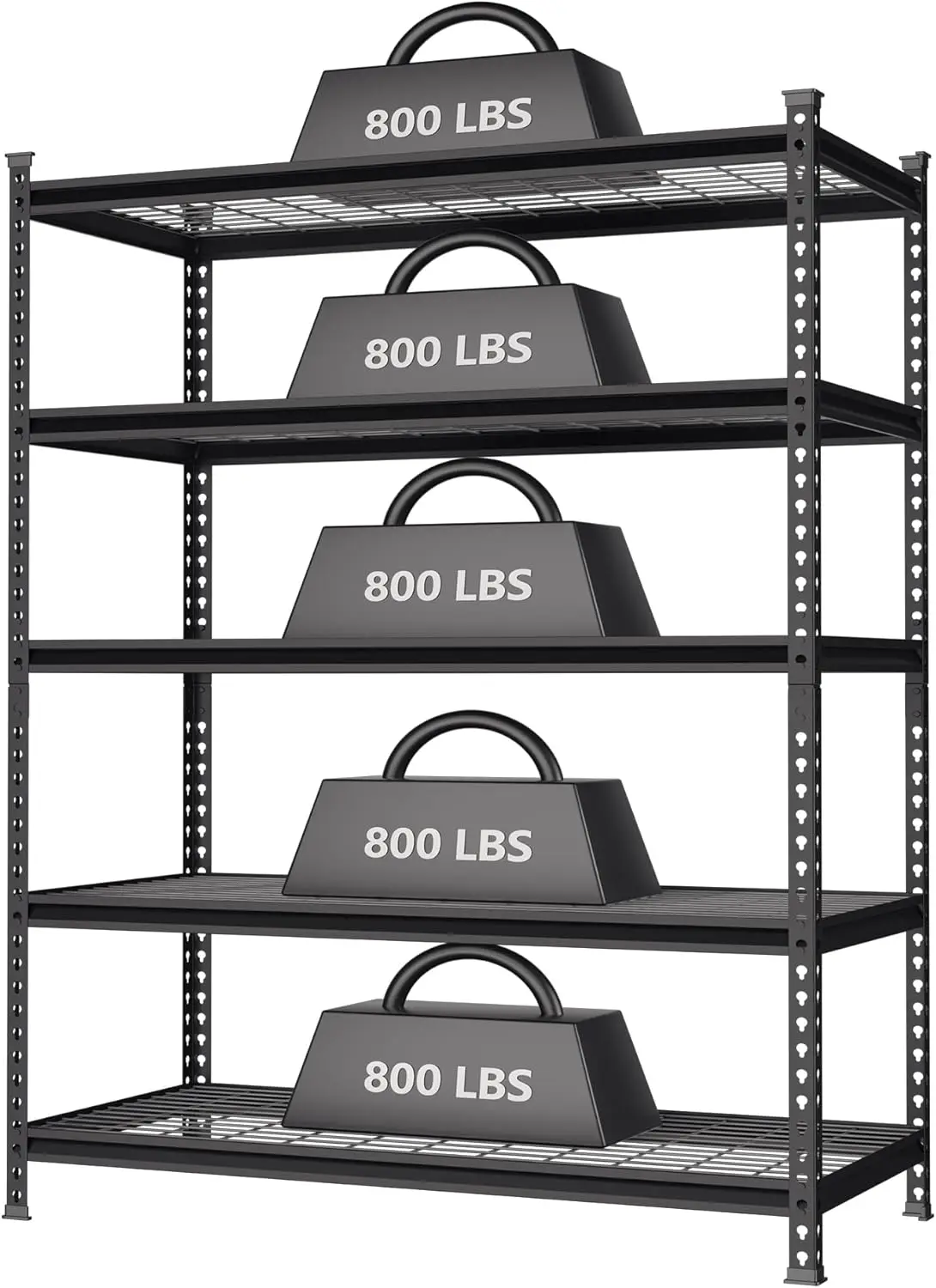 

5-Tier Metal Shelving Unit, 48”W x 24”D x 72”H, Heavy Duty Adjustable Storage Rack, 4000 lbs Load Capacity (Total), for Garage