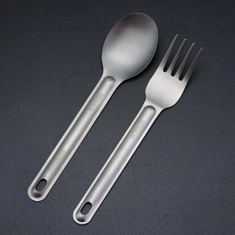 

Titanium Spoon And Fork Camping Outdoor Tableware Long-handled Portable Tools