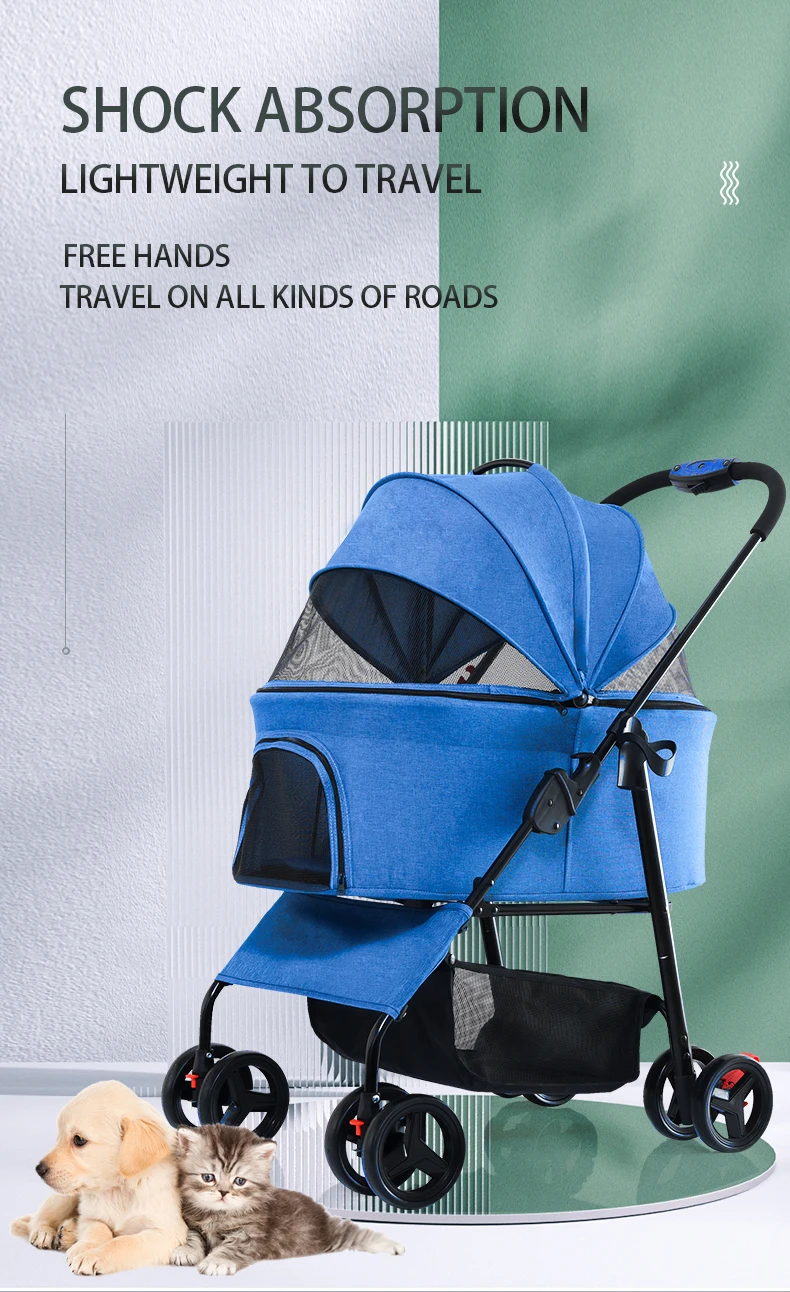 

Luxury Folding Pet Stroller For Dog /outdoor Dog Strollers Pet Trolley For Sale / Pet Stroller Carrier Travel With Large Wheels
