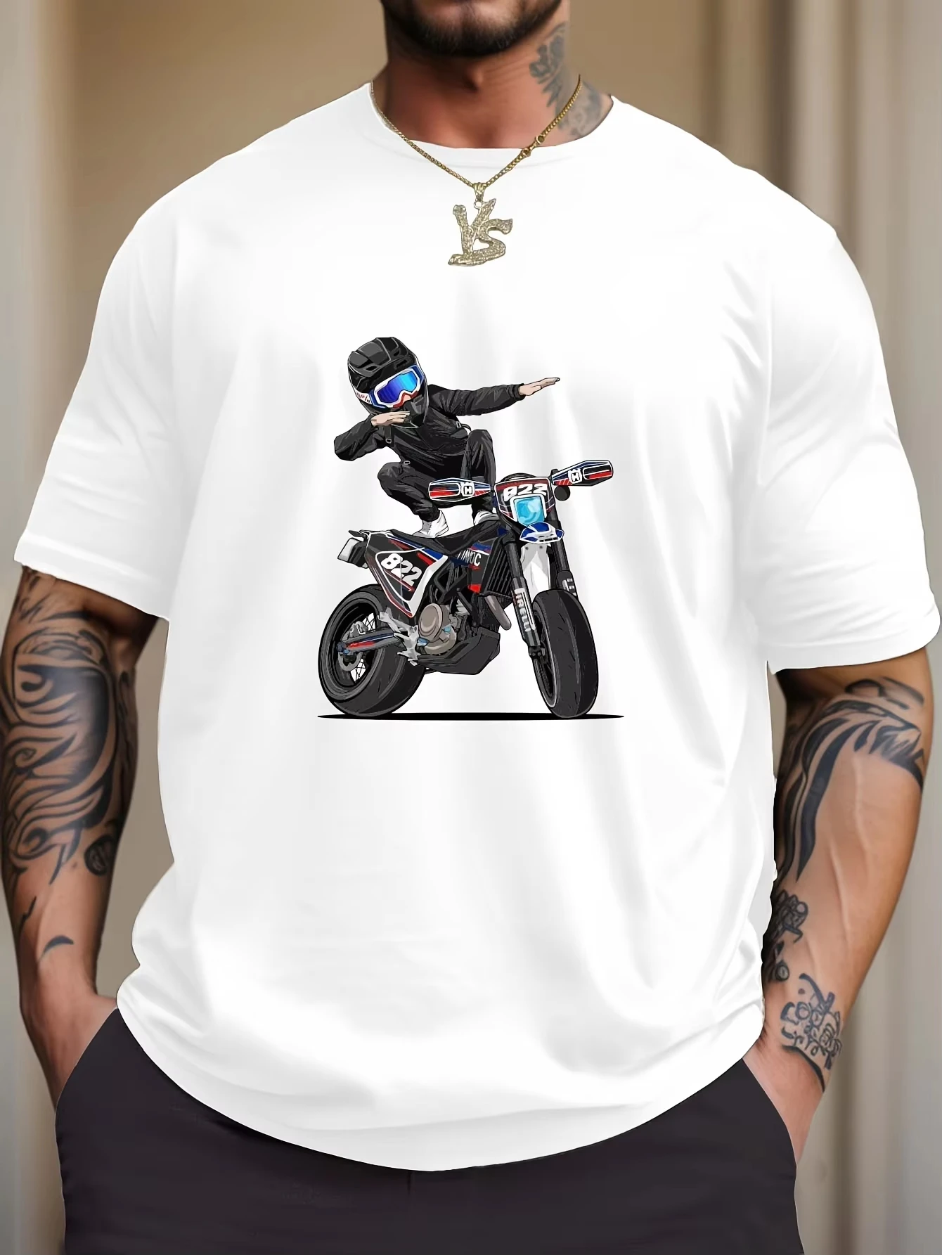 

Мотоциклетная футболка с принтом трюков, повседневная футболка с короткими рукавами Four Seasons для взрослых, рутинная футболка для мужчин и женщин, может быть изготовлена из чистого хлопка