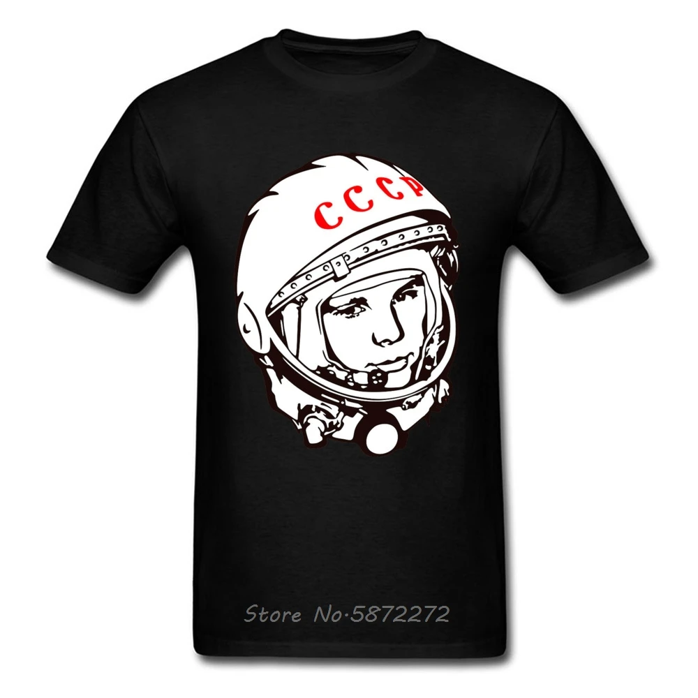 USSR CCCP Russian Soviet Tshirt Cosmonaut Yuri Gagarin Men Tees Brand Casual Tops Tees Funny Novelty T-Shirt Cotton Clothing