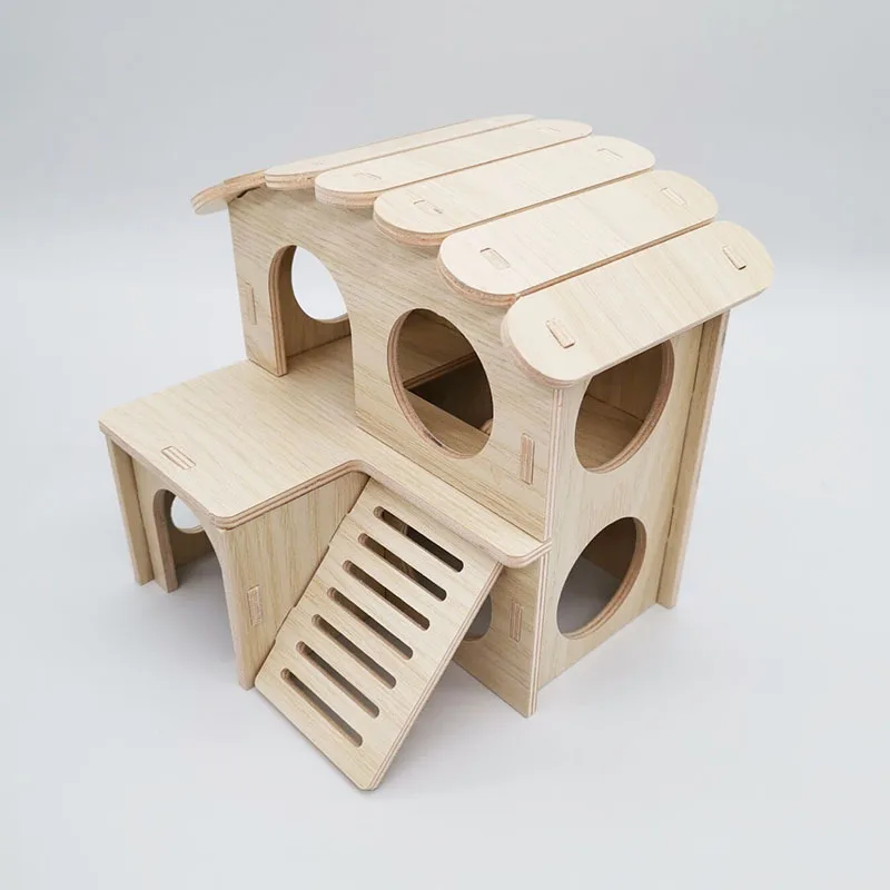 Hamster House DIY Hamster Wooden Gerbil Hideout House Canary Seesaw Pet Sport Wheel Exercise Toy Small Animal Toys