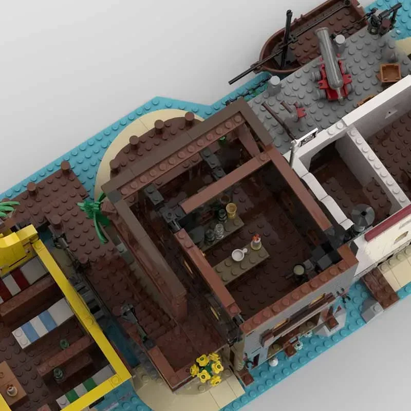 Medieval Model Moc Building Bricks Barracuda Bay Dock And Tavern Technology Modular Blocks Gift Christmas Toys DIY Sets Assembly