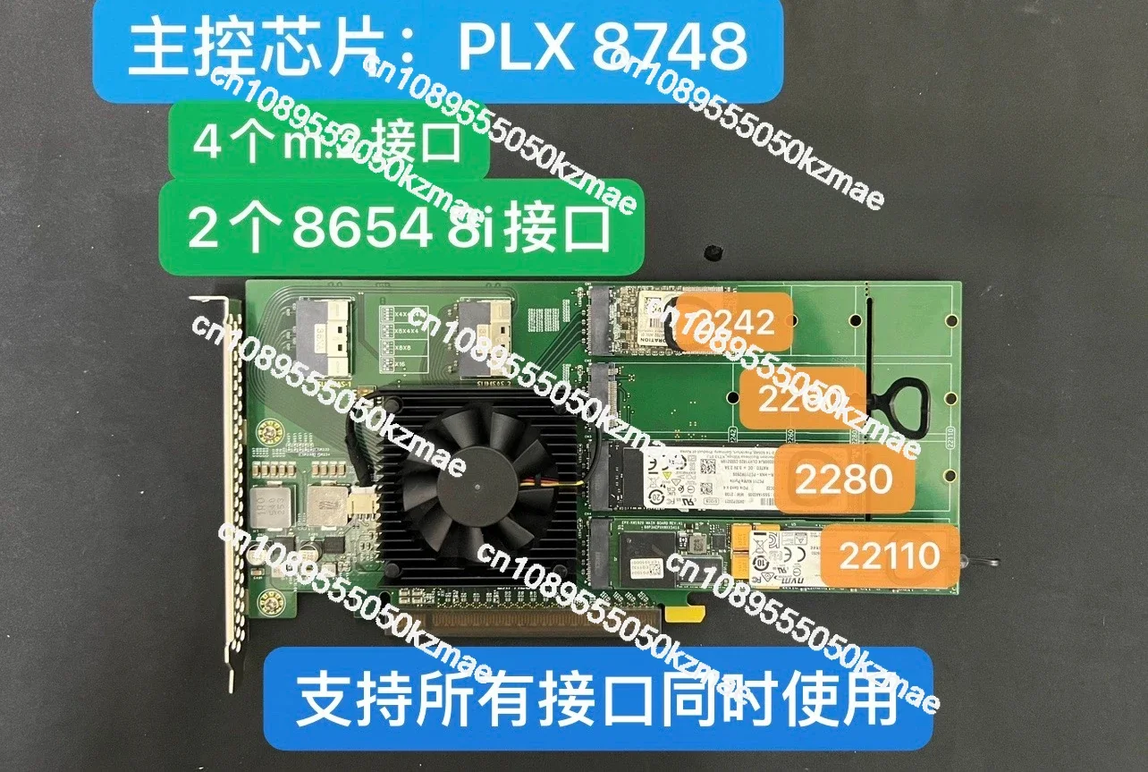 

PLx8748 Four Port M.2 Nvme U2 SSD Expansion Card Without Motherboard Disassembly