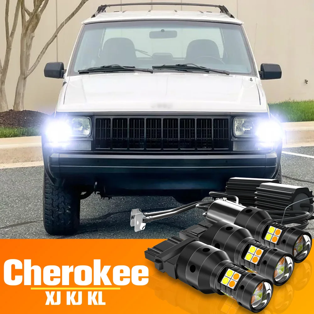 

2x Dual Mode LED Turn Signal+Daytime Running Light DRL Accessories For Jeep Cherokee XJ KJ 1984-2008 KL 2013-2019 2014 2015 2016