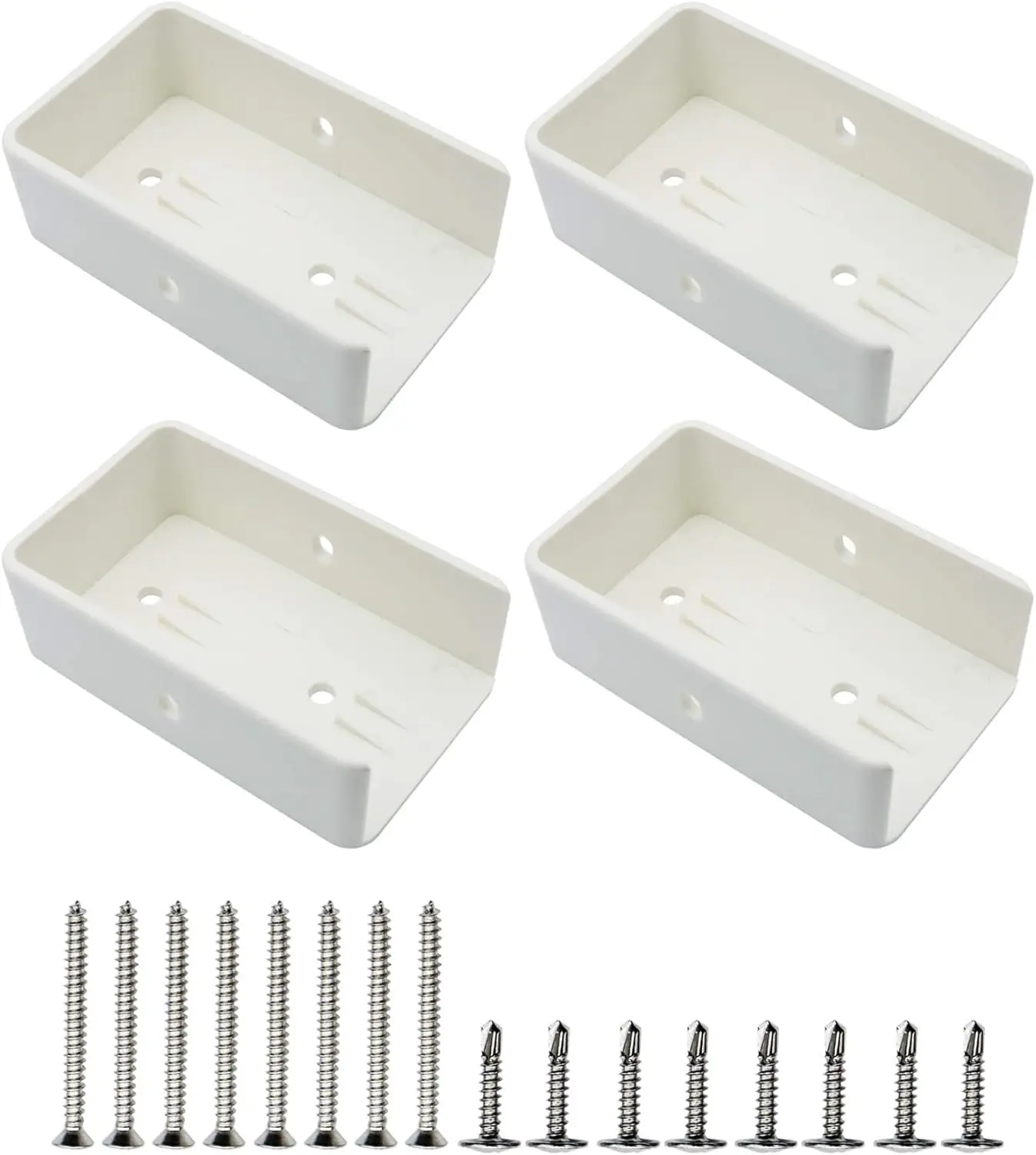 

2x3.5 Vinyl Fence Brackets, Slotted Handrail Kit with Screws for Deck Railing, Wall Mount, 4 Pack