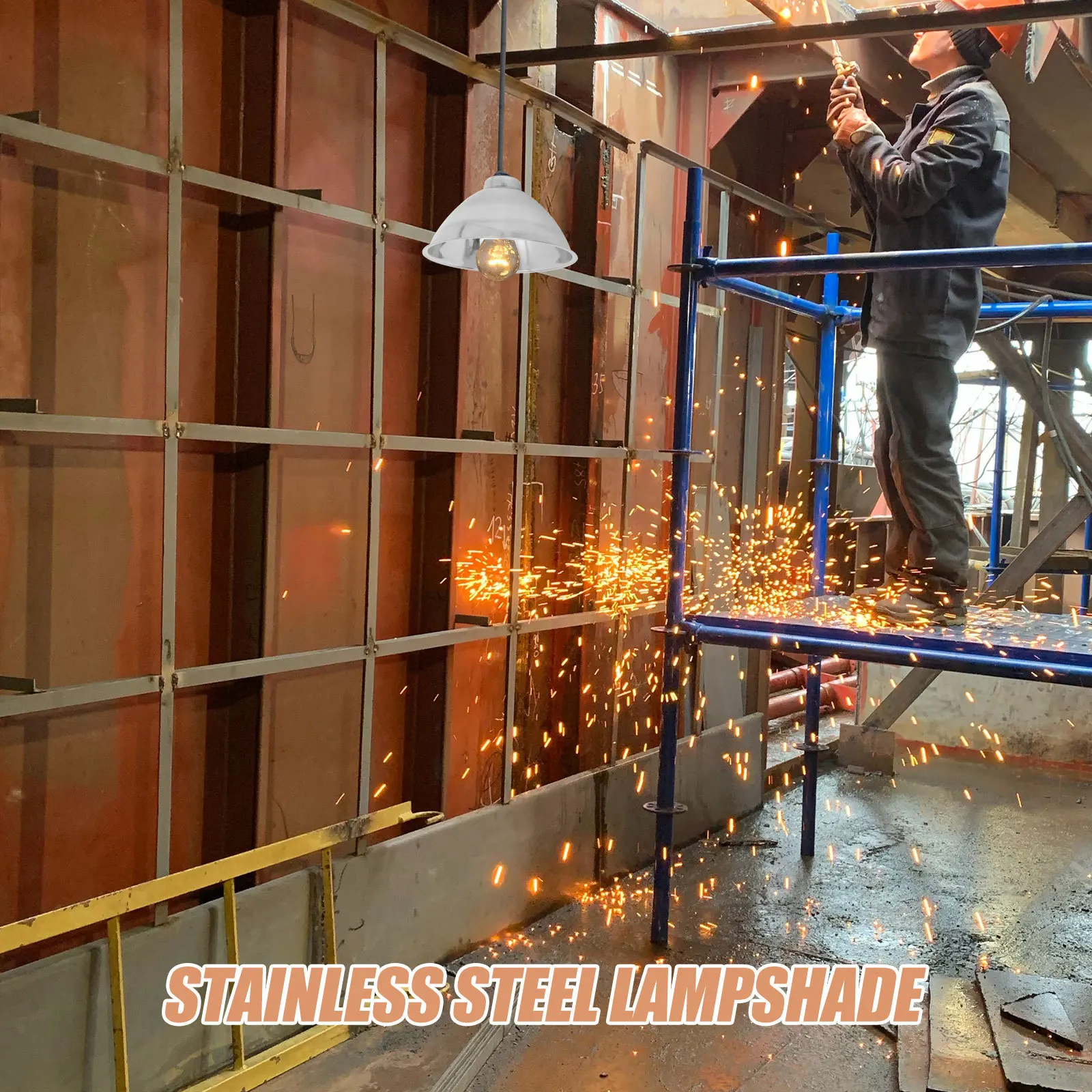 

1pc Stainless Steel Lampshade Industrial Style Weatherproof Metal Dome Outdoor Light Cover For Garden Street Lighting Pendant