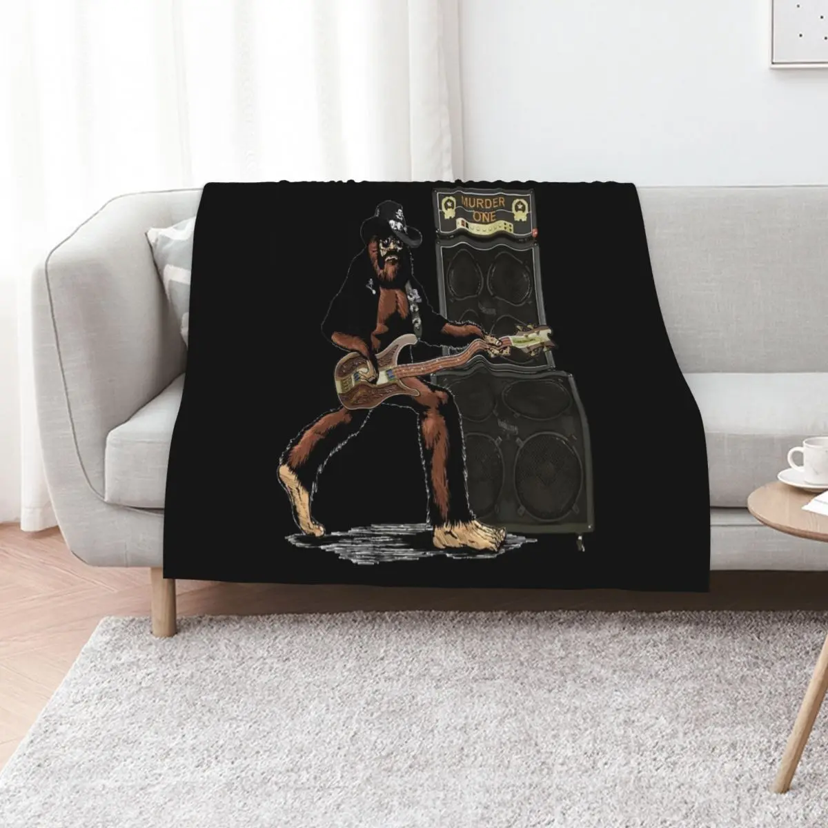 

Bigfoot Heavy Metal Bass Guitar Rocks! Throw Blanket Picnic Decorative Throw Single Beautifuls Blankets