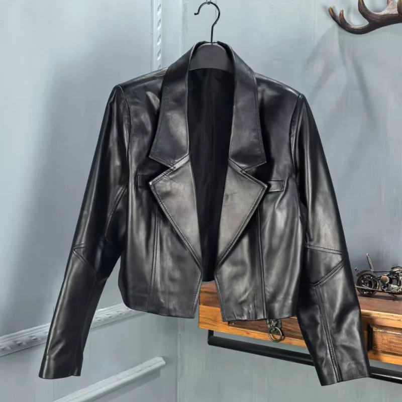 Faionable ort eepskin Leather Jaet Donna Coreana Sle Autunno Inverno Nuovo arrivo Versatile Quali Cappotto con chiusura a cerniera