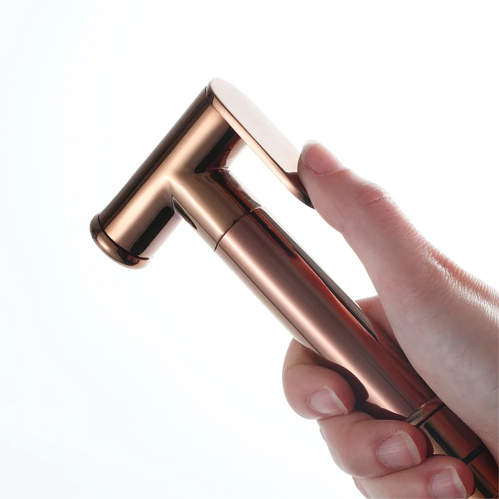 Rose Gold Round Bidet Sprayer Set, Single Cold Angle Valve, Toilet Bidet Spray Gun, Bathroom Toilet Companion Accessory
