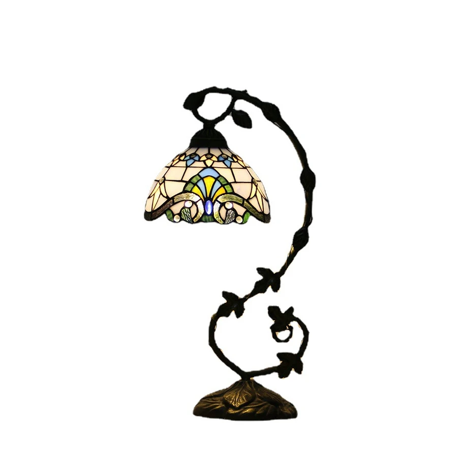 

8 inch 20cm Stained Glass Shade Tiffany Vintage Desk Lamp