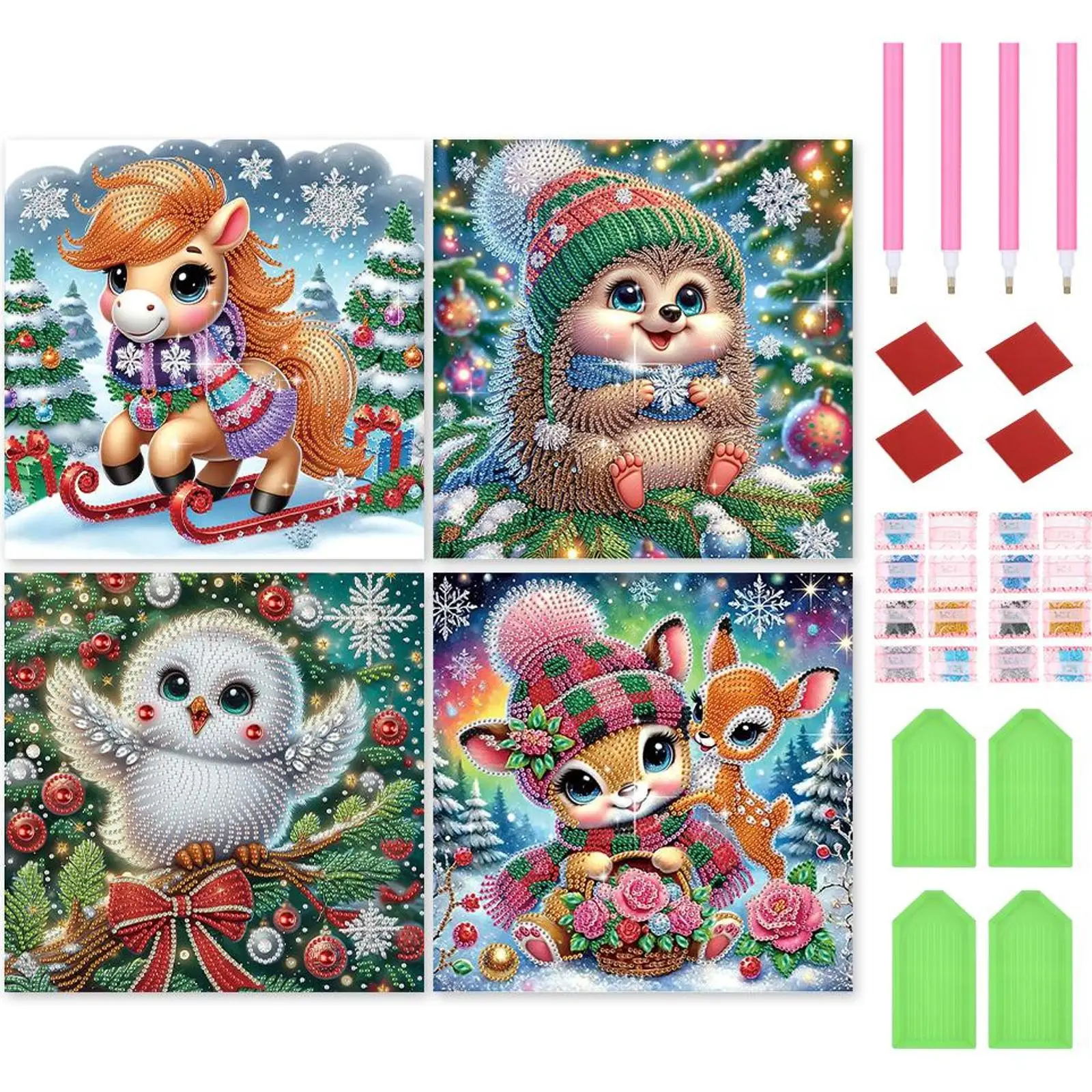 

4Pcs/Set Xmas Diamond Painting Kits Partial Drill Special Shape 30x30cm Wall Decor Christmas Snowman Desktop Ornaments Gifts