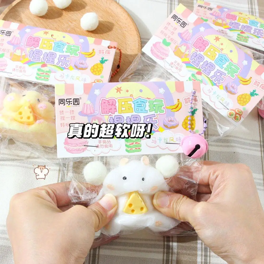 Mini Speelgoed Kids Fidget Speelgoed Kawaii Pluche Cat Paw Transparant Kubus Stress Reliëf Pluche Squeeze Speelgoed Hamster Kaas