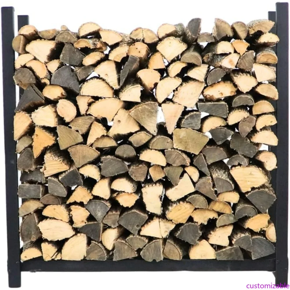 

Woodhaven Черная сверхпрочная стойка для журналов на дровах из 4 футов в американском стиле для использования в помещении и на открытом воздухе с шнуром 1/4 и дополнительной крышкой для приправ