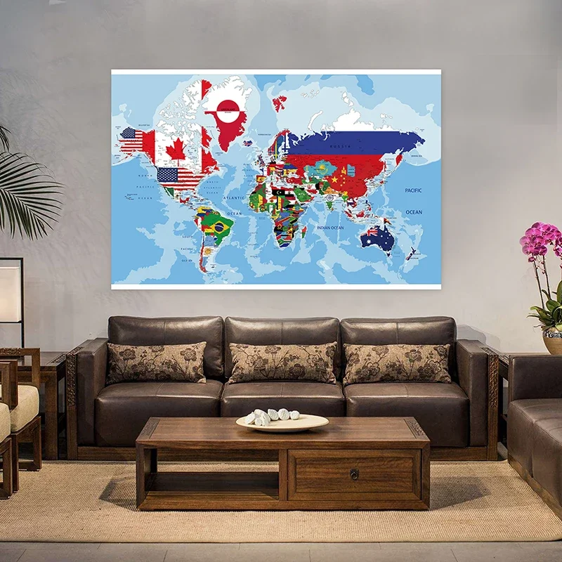 O mapa do mundo 150*90cm arte posters não-tecido pintura em tela parede impressões decorativas escritório casa decoração sala de aula suprimentos