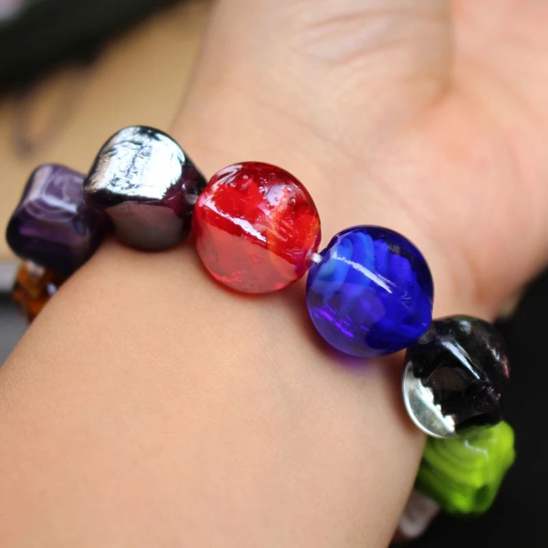 10pcs Handmade Lampwork Glass beads  Irregular Cube Shape Fashion Loose Beads  Multi-color for jewelry making DIY Accessoires