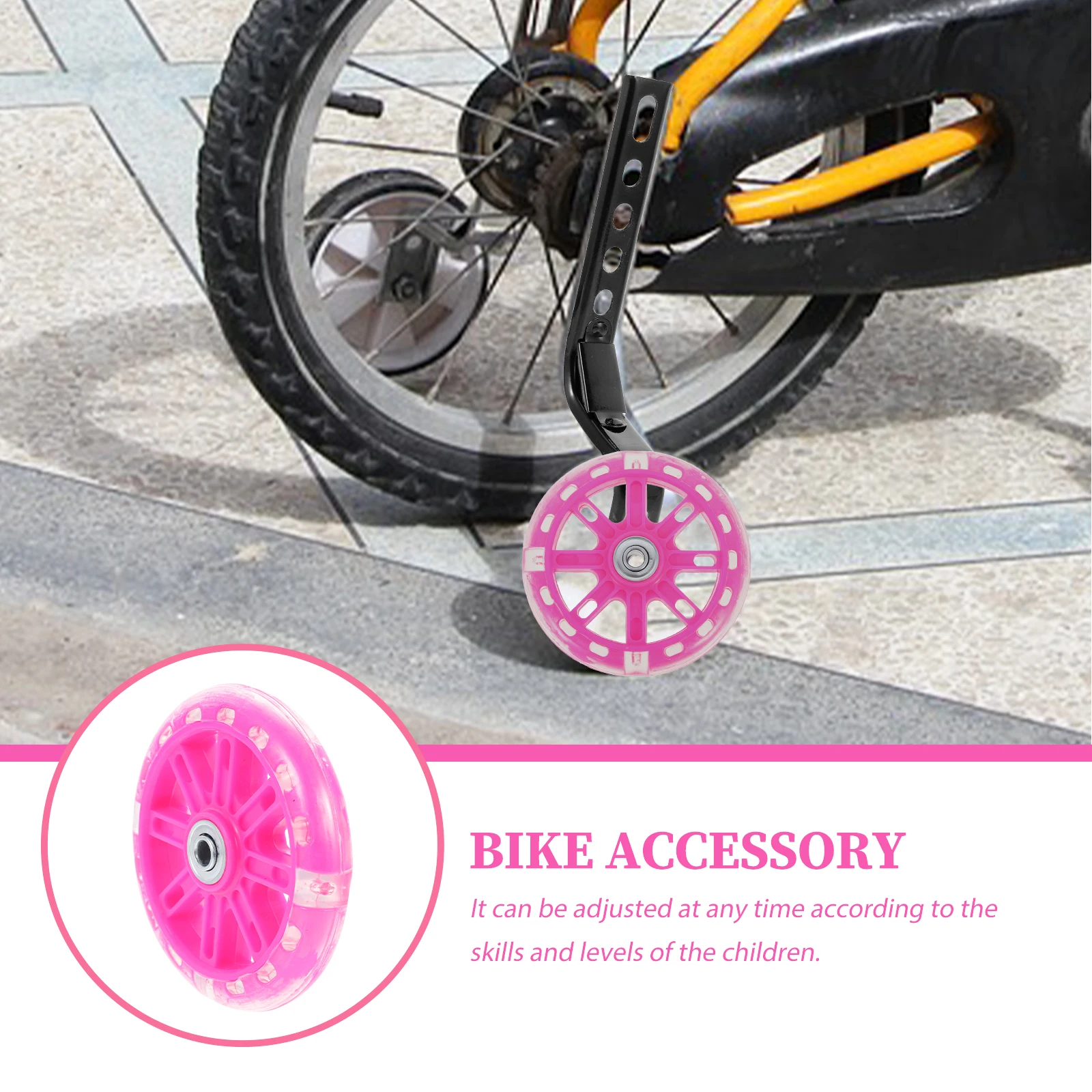 

1 set Kids Bike Training Wear-Resistant Slip-Proof Noise-Free Adjustable Bicycle Wheels Easy Installation Safe Ride For Children
