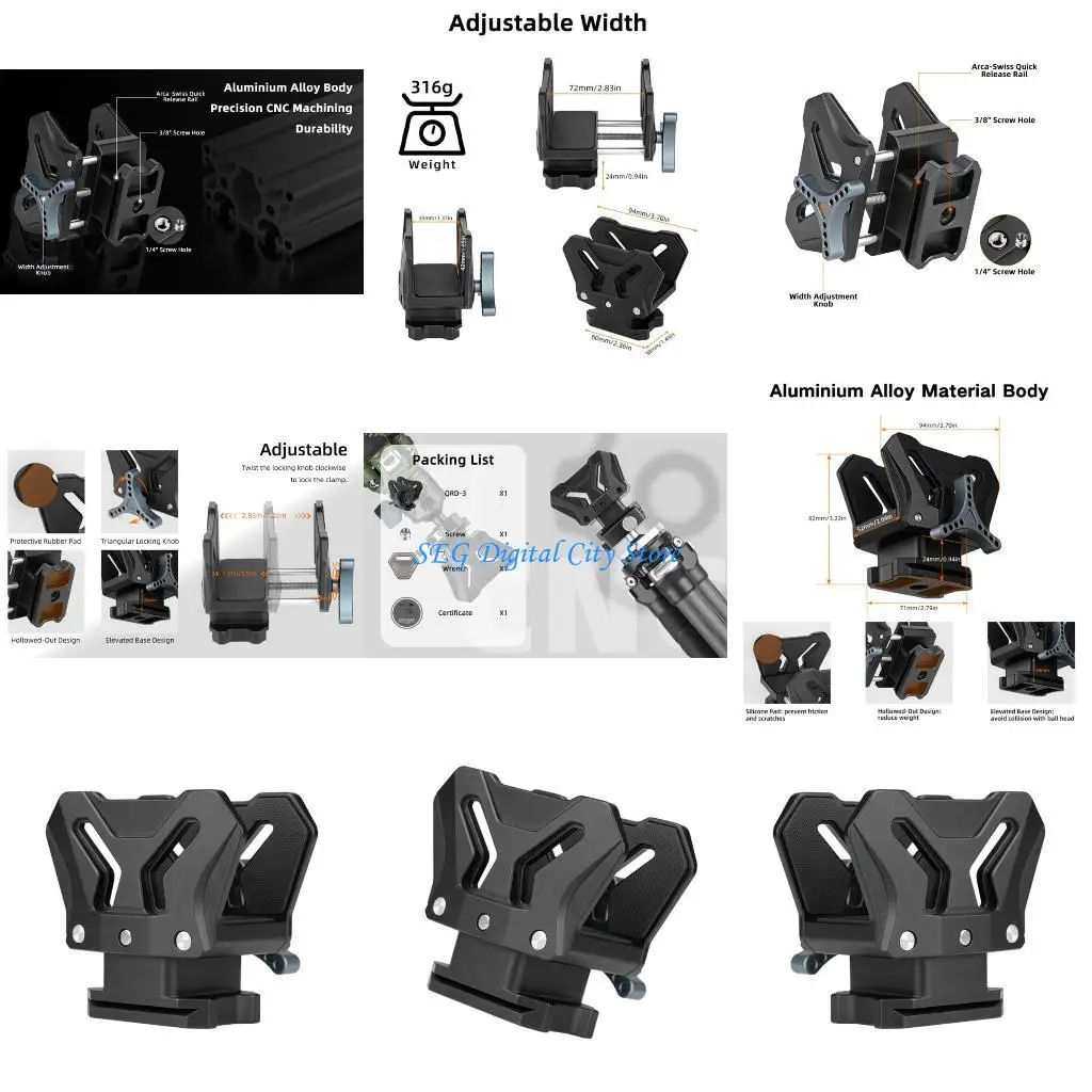 U75B سبائك الألومنيوم لقط ترايبود جبل محول تصميم خفيف الوزن توافق متعدد الأجهزة قفل آمن قابل للتعديل للفيديو #1