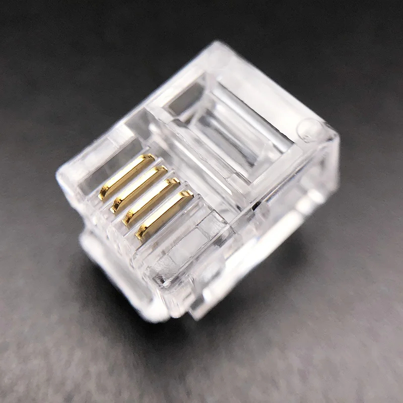 50PCS RJ11 6P4C Connector 4Pin Modular Plug Male For Telephone Cable