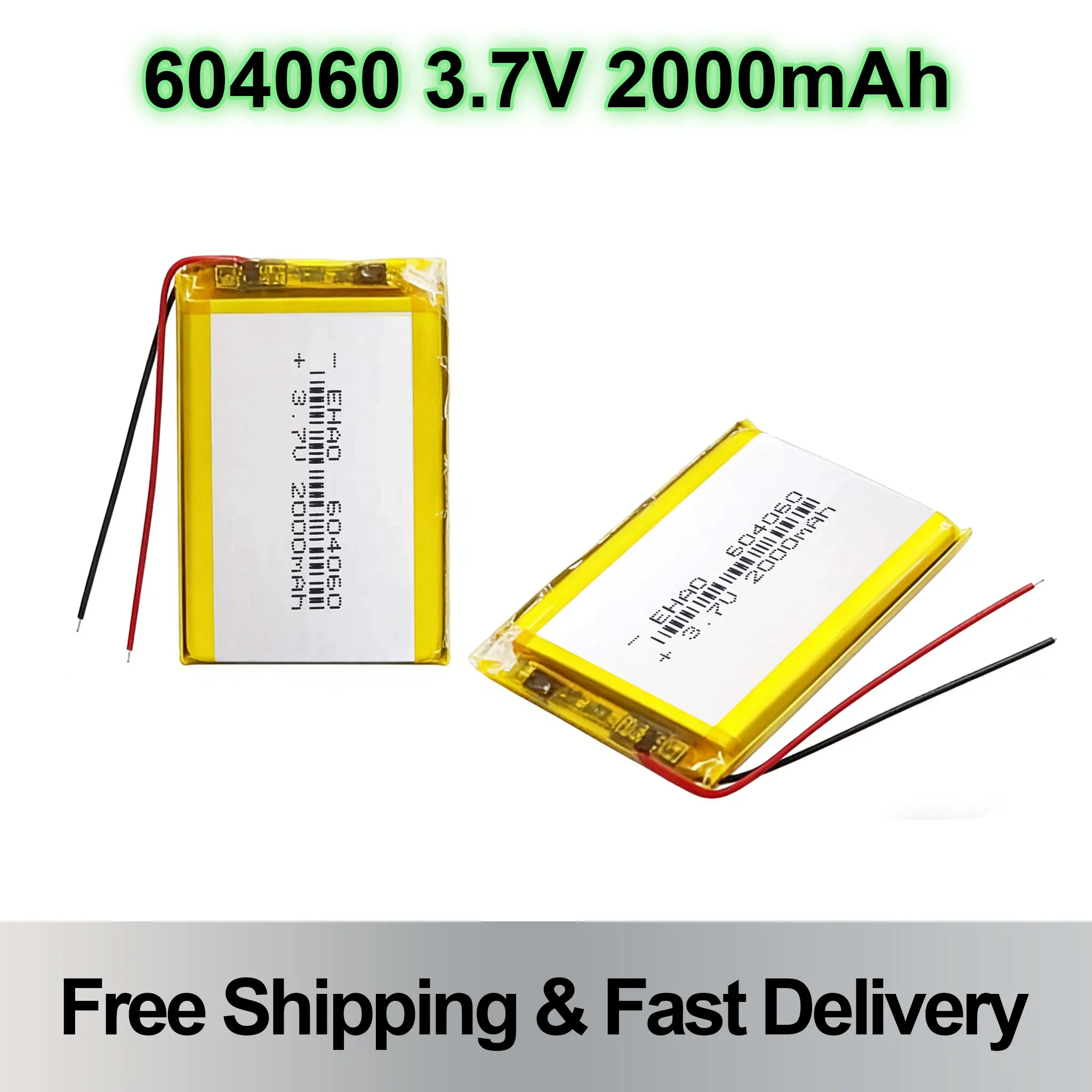 

Replacement 604060 Lipo Battery 3.7V 2000mAh Rechargeable For DVD Bluetooth GPS Wired Microphone Audio Computer
