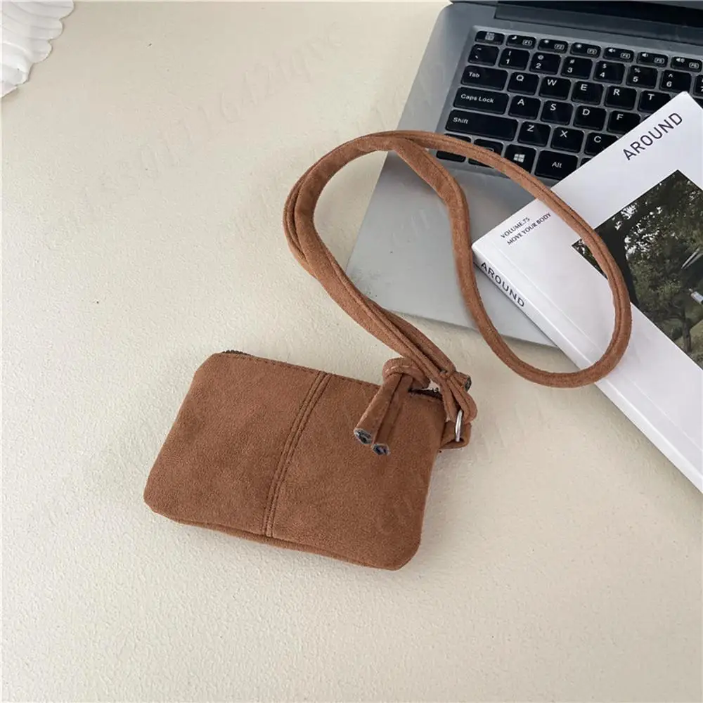 فو الجلد المدبوغ محفظة صغيرة المحمولة بلون الحبل عملة مفتاح أحمر الشفاه حقيبة التخزين خمر الخريف الشتاء الكورية مخلب المحفظة