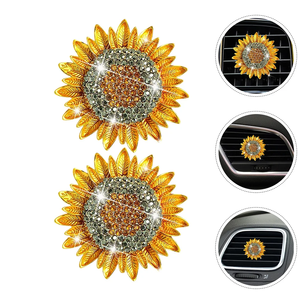 2 قطعة مقاطع تنفيس السيارة عباد الشمس رائحة الديكور لطيف معطّر الهواء السيارات الداخلية ديكور سيارة تنفيس كليب لطيف لوحة القيادة الزينة #1