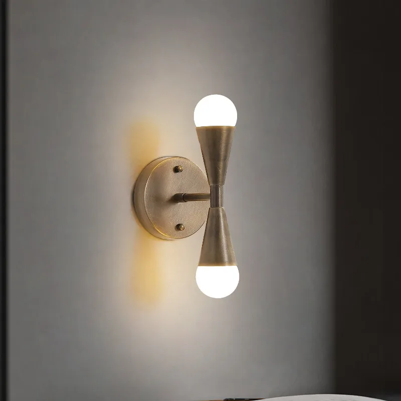 

All-copper Retro Wall Lamp Bedroom Bedside Creative Art Light Living Room Study Corridor Aisle Staircase Background Wall Sconces