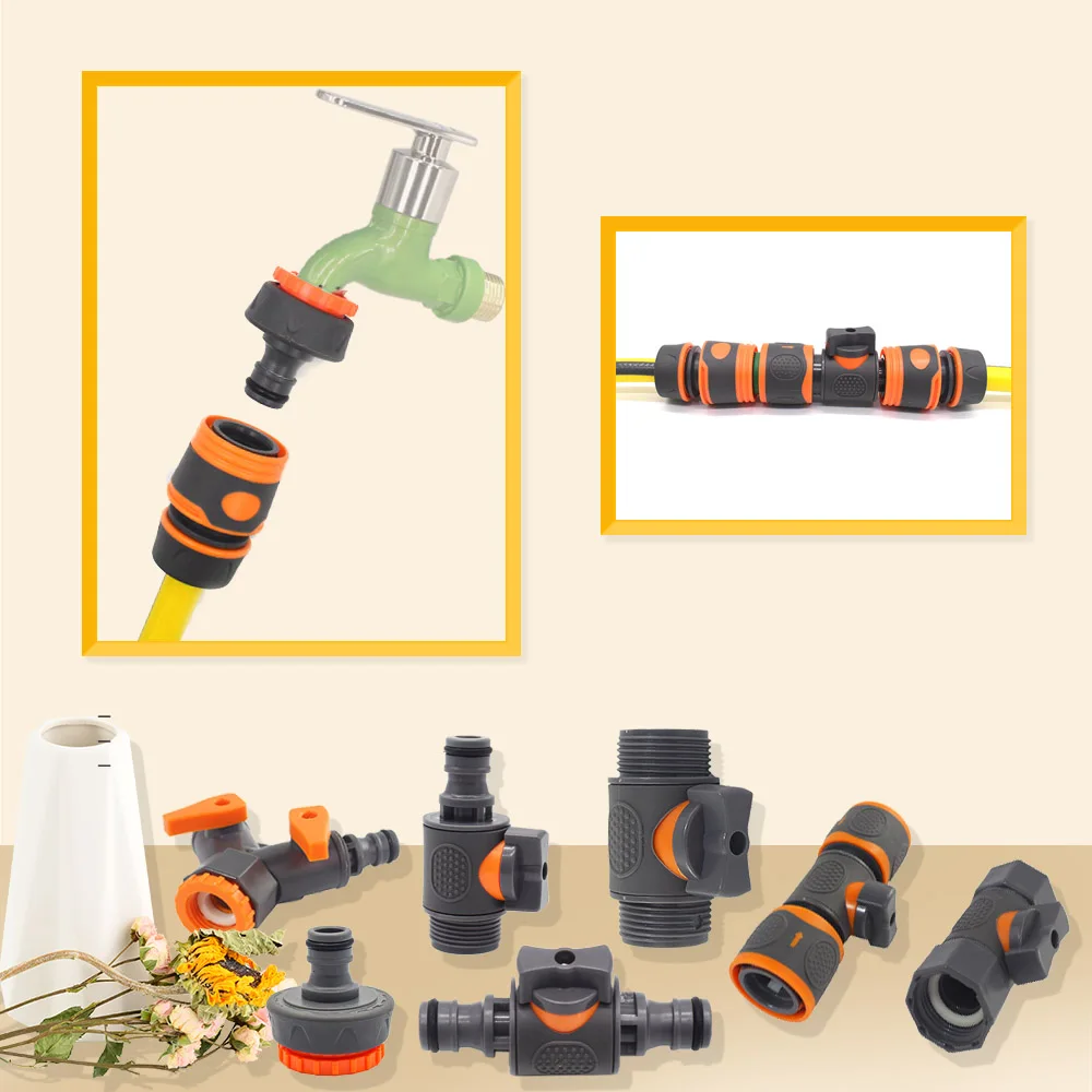 1pcs Garden Hose Tap On/Off Valve 16mm Quick Connector 1/2