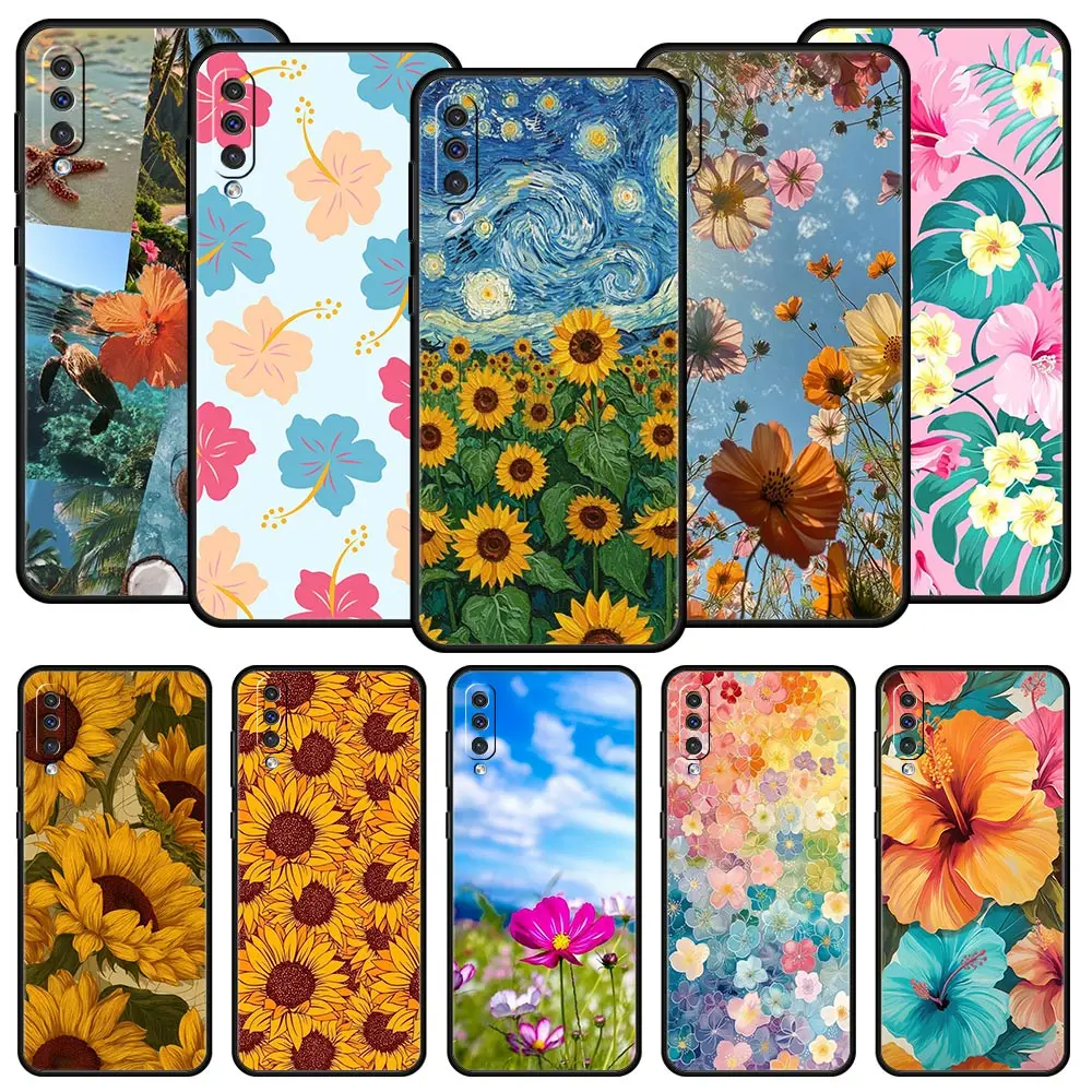 Summer Colorful Flower Case For Samsung A56 A36 A26 A54 A52 A24 A14 A50 A72 A70 A06 A12 A22 A34 A42 A32 A04s A16 5G Cover