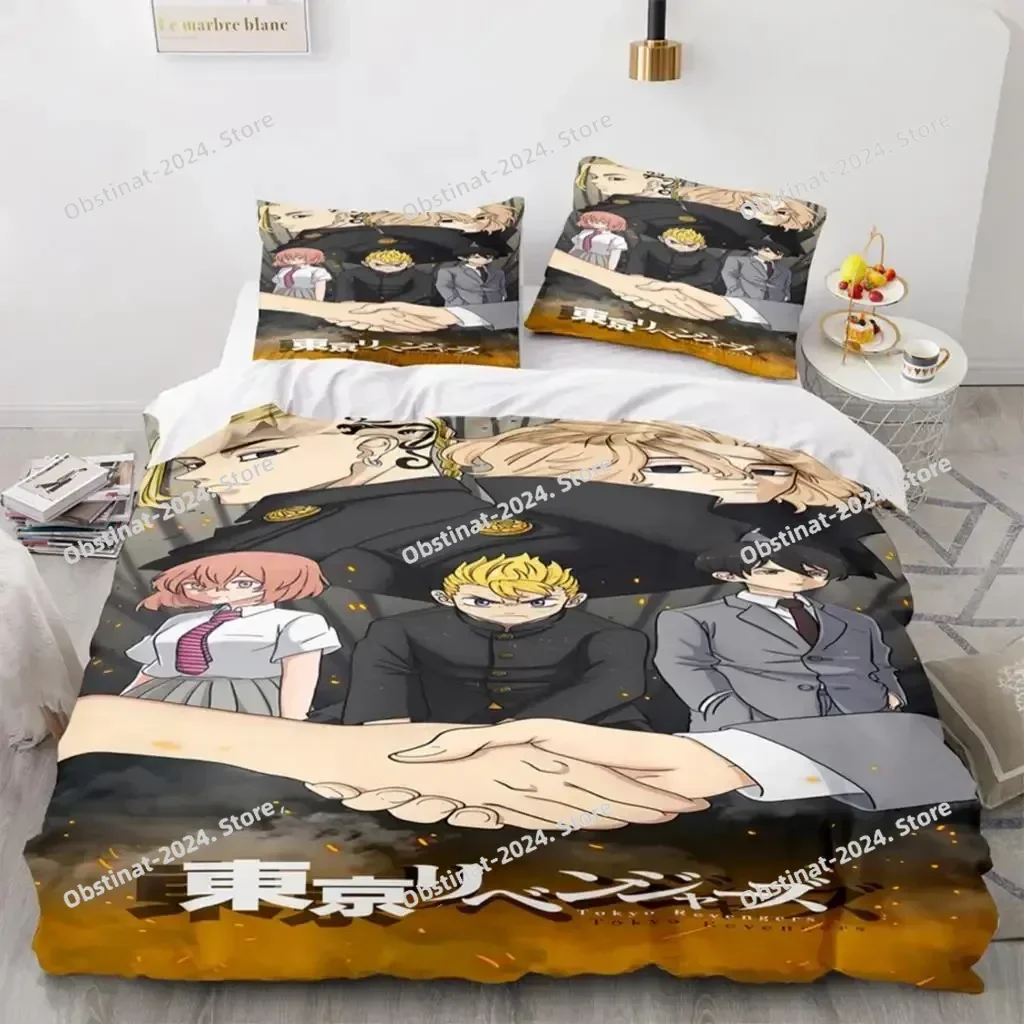 

Anime Tokyo Revengers Ryuguuji Ken Sano Manjiro Bedding Set Print With Pillowcase Bed Duvet Cover Single Double Queen King Size