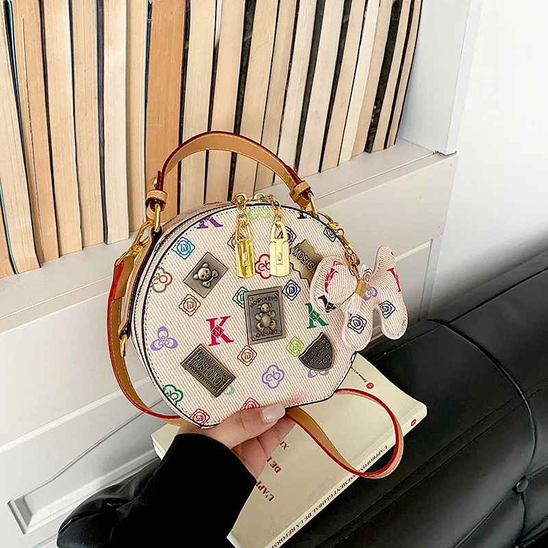 Halloween Candy Bag Christmas Party Women Badge Round MiniBag Versatile Handbag Shoulder Crossbody Purse 2026New Daily Accessory