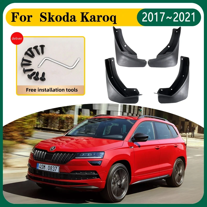 Car Mud Flaps For Skoda Karoq NU7 2017 2018 2019 2020 2021 4 Pcs Car Mudguards Splash Guard Front Rear Fenders Auto Accessories