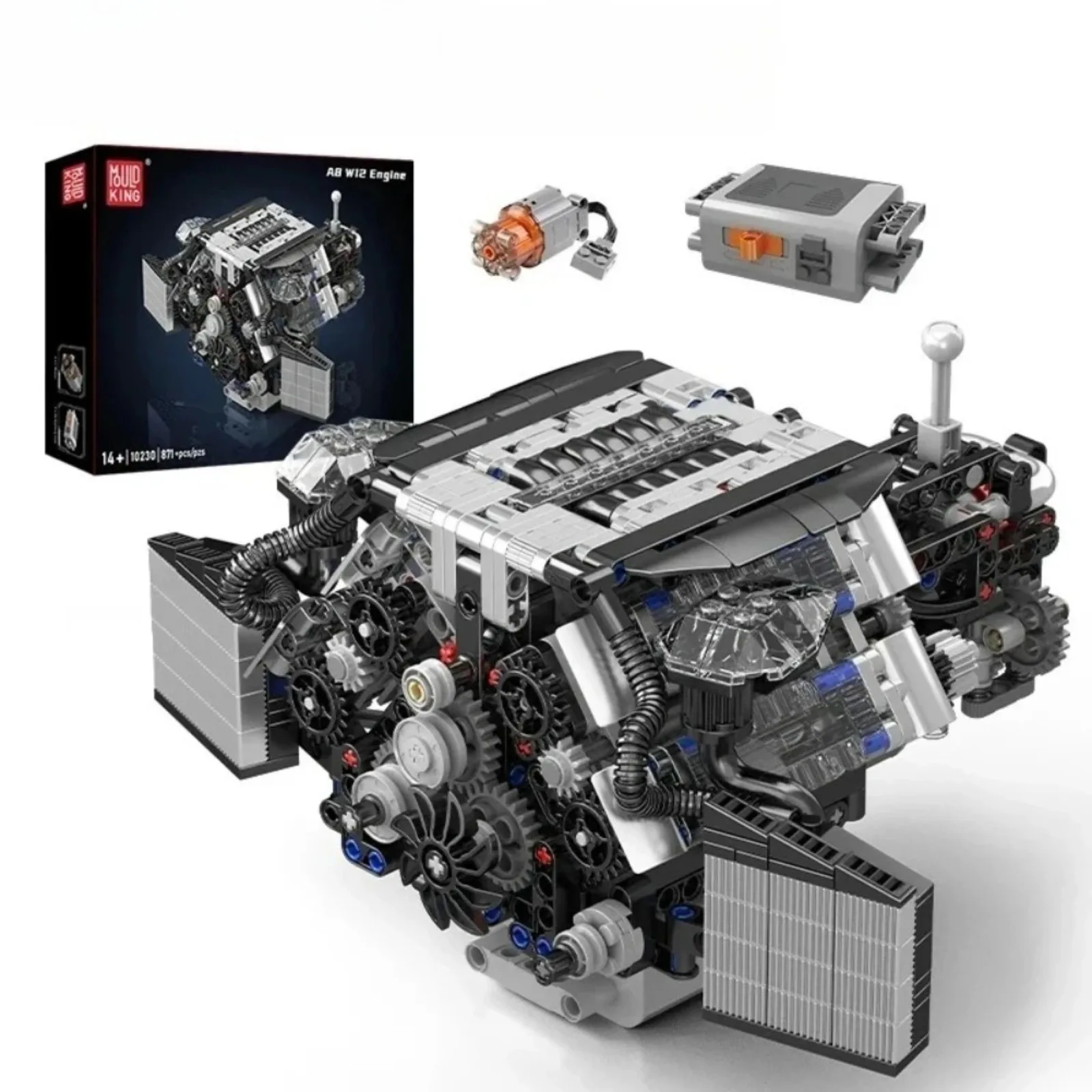 

Mould King 10230 Car Engine Model Building Blocks - Motorized W12 Engine Technical Assembly Set with Power Motor