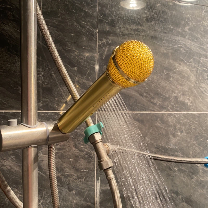 Singing Shower Head Microphone Aluminum Handheld Showerhead Fun Bath Singing Toy for Kids Adults Bathroom Decor