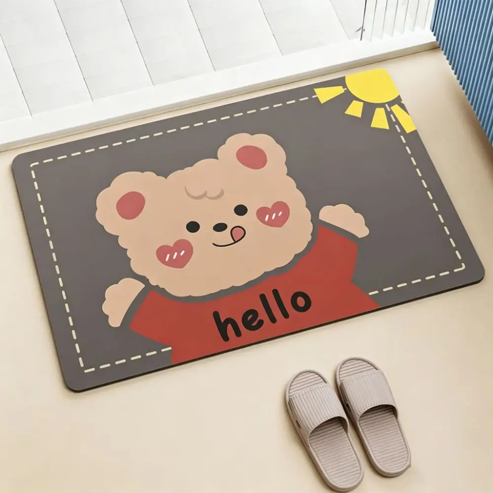 Diatomaceous Earth Bath Mat Water Absorbent Non-Slip Bathroom Floor Mat Quick Dry Oval or Rectangular Doorway Floor Rug