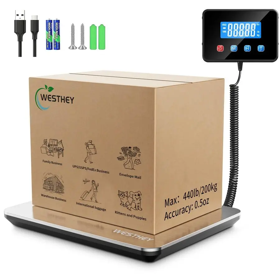 

Весы 0,5 унций 440 фунтов, высокая точность, почтовые цифровые весы, весы для багажа для упаковок, склада, дома, малого бизнеса, корма для домашних животных, почта