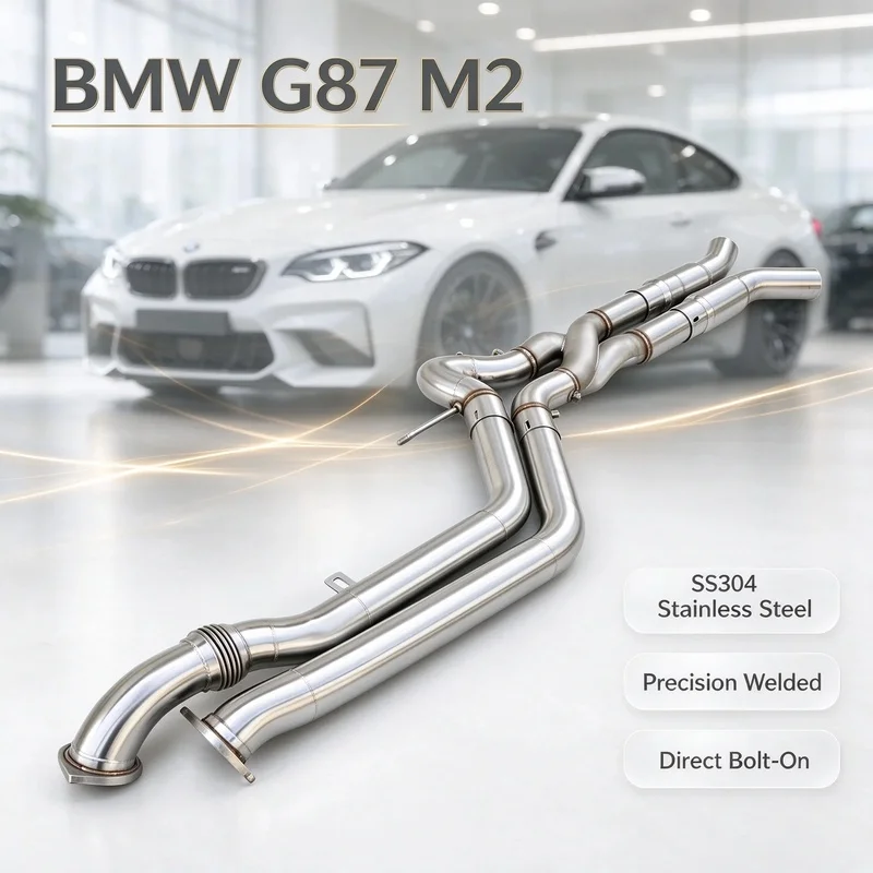 For BMW G87 M2 Z-Tube Exhaust Middle Section With Built-in Resonator Stainless Steel Performance Exhaust Mid Pipe