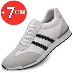 Men Height Increasing Shoes Elevator Sneakers Insole 7cm White Black Shoes Taller Men Leisure Fashion Shoes Lift Sport Shoes