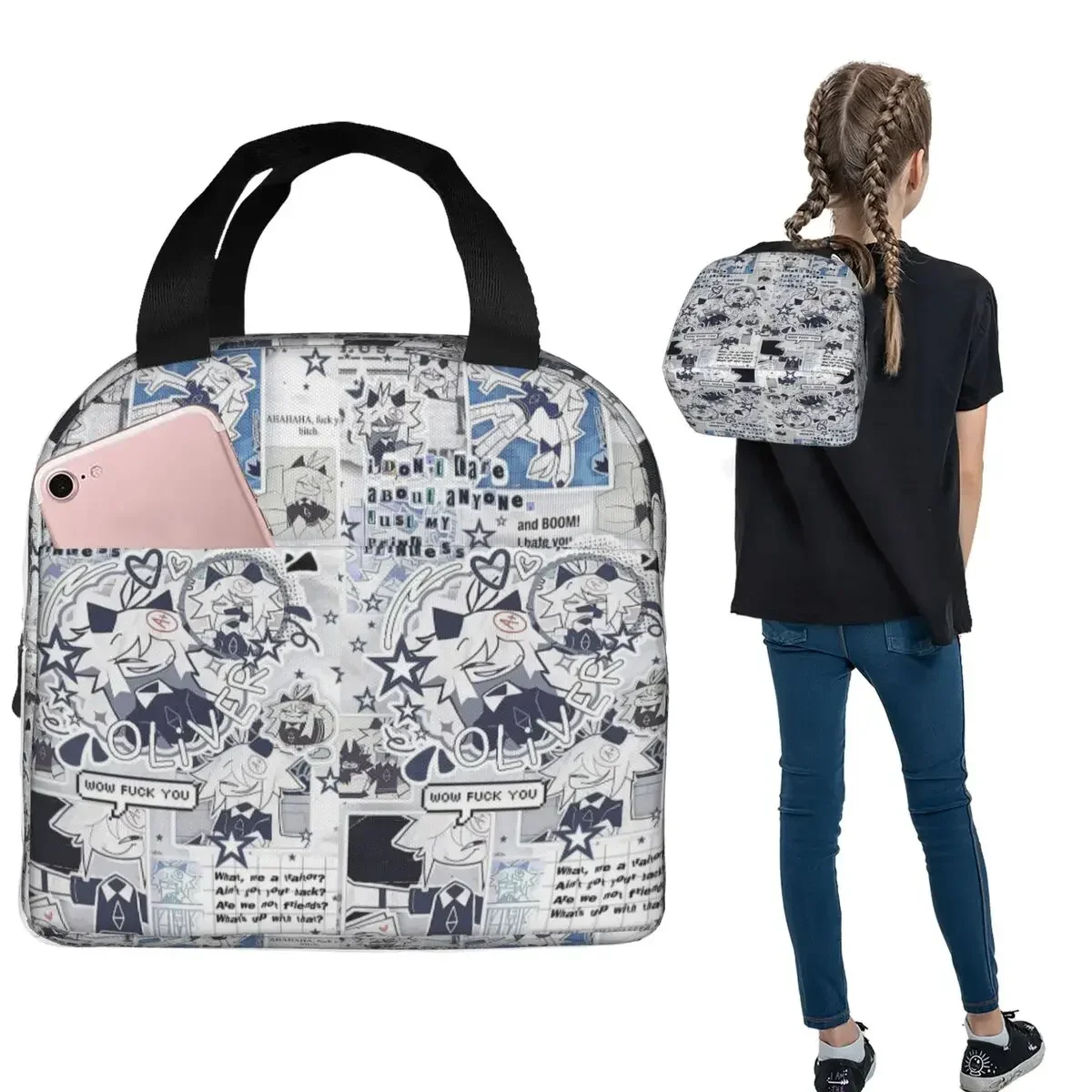 Fundamental Paper Education Oliver Insulated Lunch Bag for Women Children Portable Food Boxes Thermal Lunch Box Tote