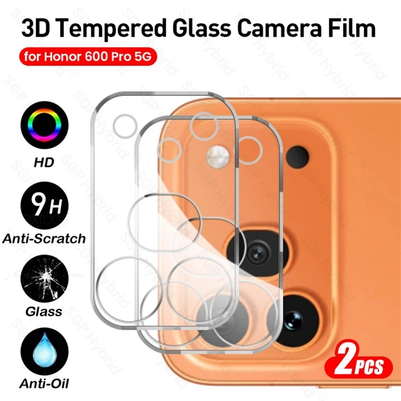 2Pcs 3D Tempered Glass Curved Camera Protector for Honor 600 Honor600 Pro Honar Honer 600Pro Honor600Pro Moblie Phone Lens Film
