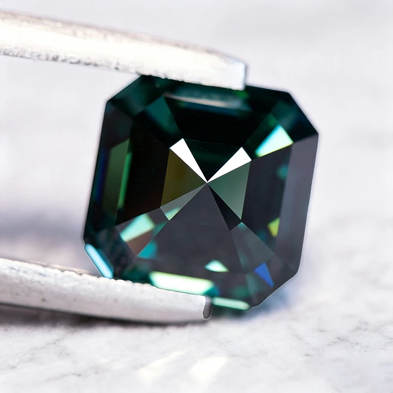 Moissanit-Stein, natürlicher Smaragdgrün, Asscher-Schliff, Edelstein für Charms, Schmuck, Ringe, Ohrringe, Herstellungsmaterialien mit Zertifikat – Detail 6