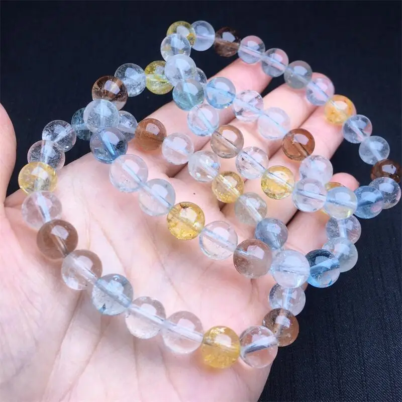 8.5MM Natural Colored Topaz Bracelet Fashion Crystal Quartz Gemstone Jewelry Reiki Healing Gift For Women 1pcs