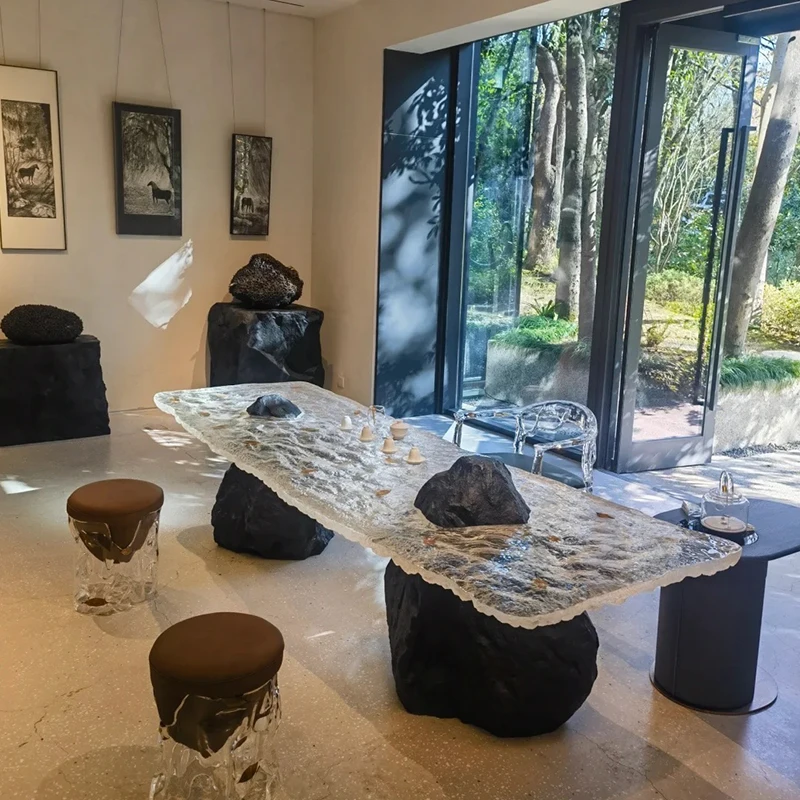 * Modern Transparent Epoxy Resin Sculpted Eco-Friendly Dining Room Table Sets Handicraft Ornaments for Kitchen Living Hotel