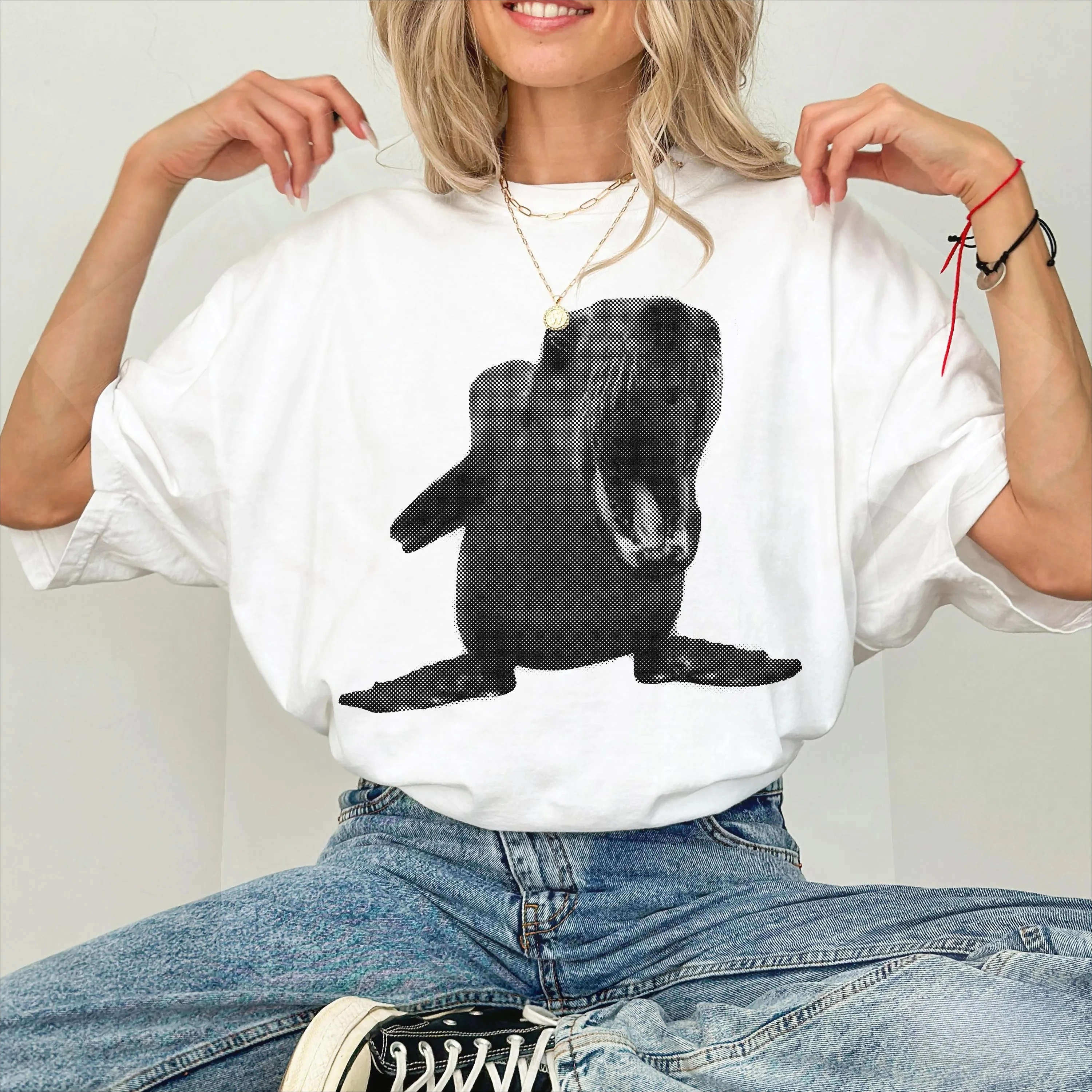 Women's Men Meme Pixel Art Cute Sea Lion Screaming See Lion T Shirt Streetwear Tee Summer Oversize Casual Trendy Harajuku  Top